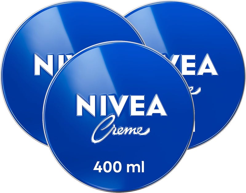 NIVEA Moisturizing Cream, Universal All Purpose Face Body Hands, Tin 3x400ml - Image 1